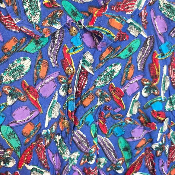 Vintage Bugle Boy Classics Crazy Hat Lady Button-Up Short Sleeve Collared Shirt - Picture 5 of 11